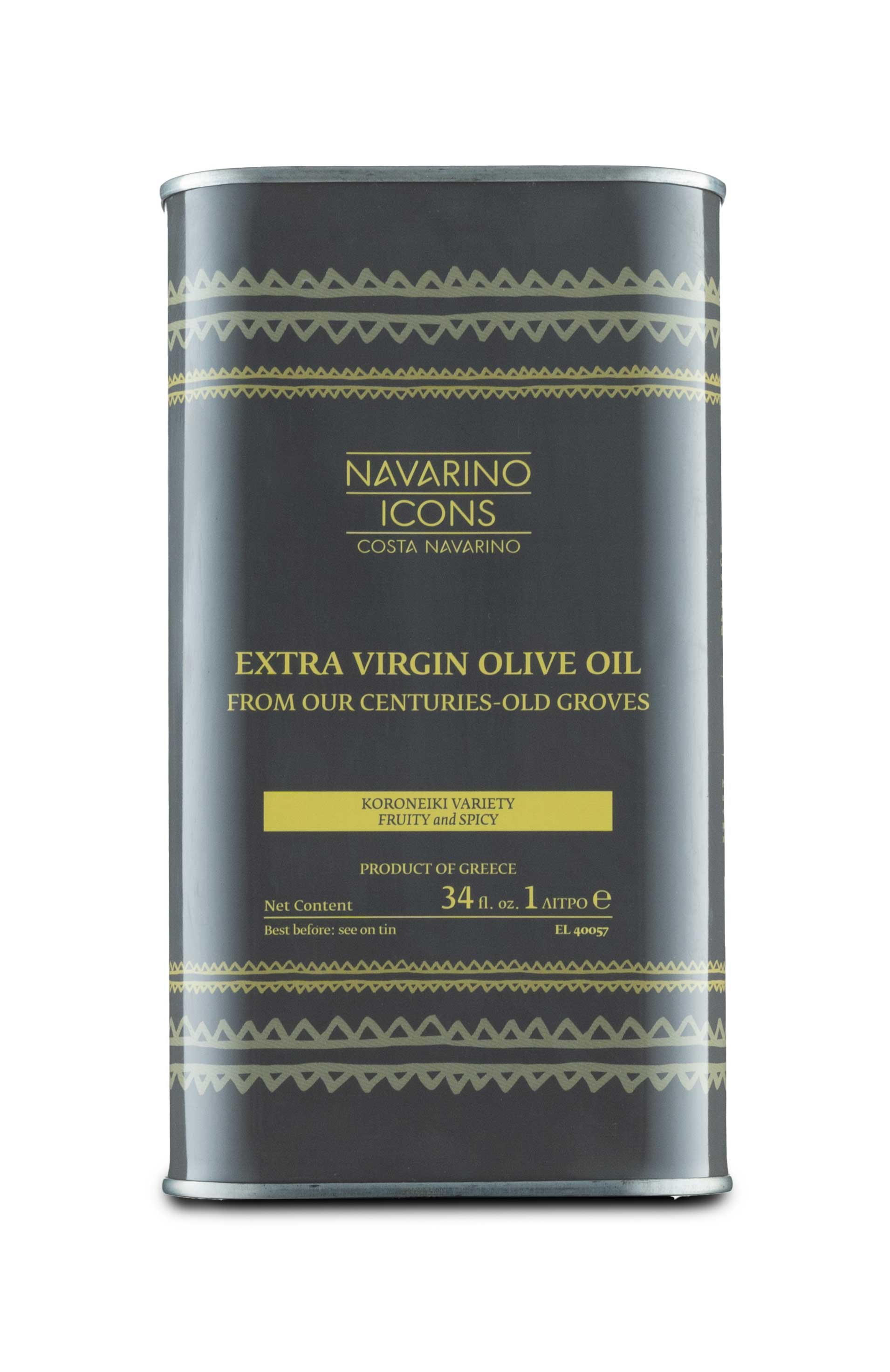 Navarino Icons Extra Virgin Olive Oil in metal tin, 1000ml